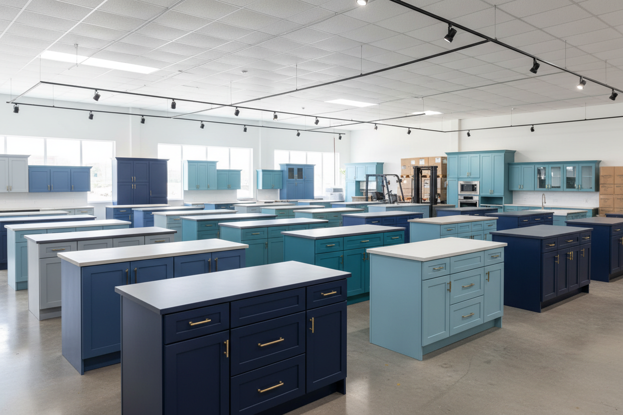 blue kitchen cabinets