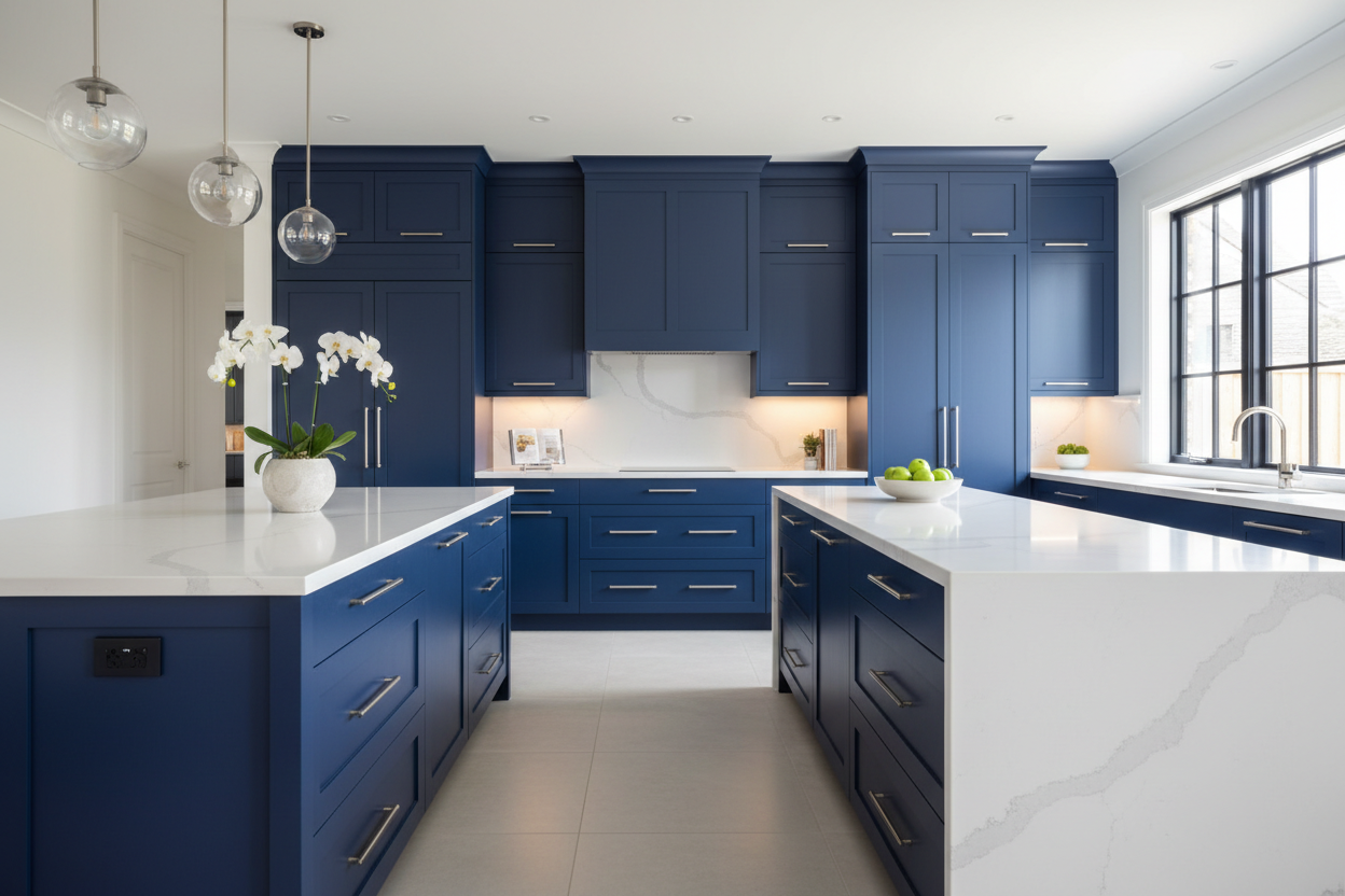 Blue kitchen cabinets