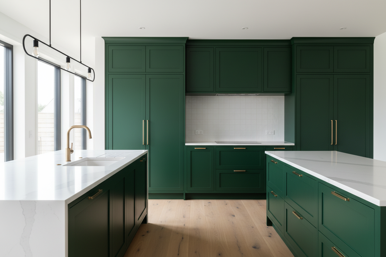 green kitchen cabinets