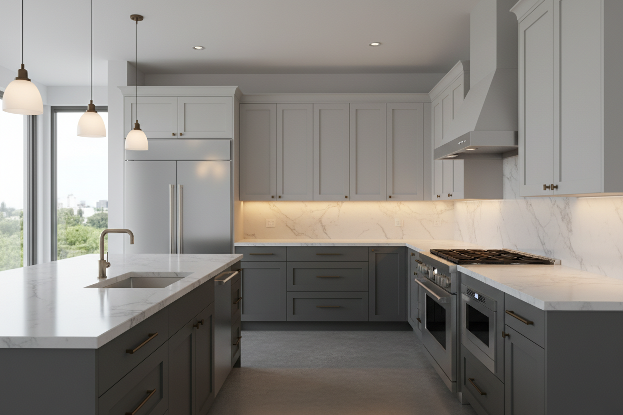 grey kitchen cabinets