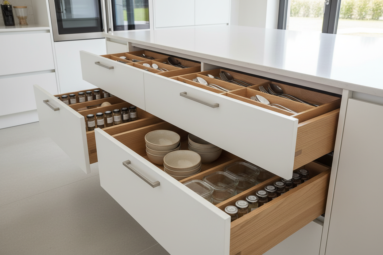 Custom kitchen cabinet drawers