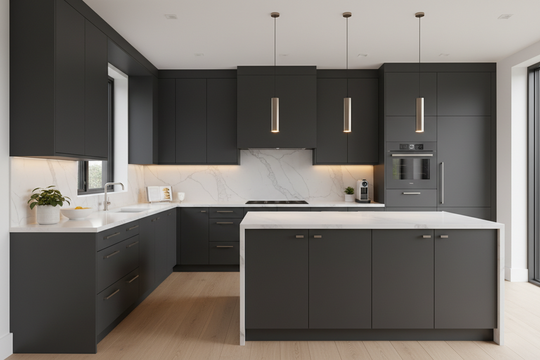 dark gray kitchen cabinets