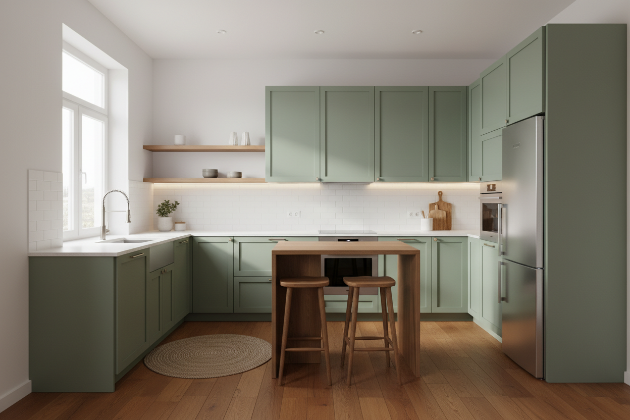 green kitchen cabinets